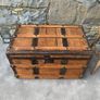 Late Victorian Antique Metal Bound Wooden Chest. Image 2