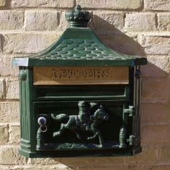 Aluminium Post Box Wall Mounted Green D1197