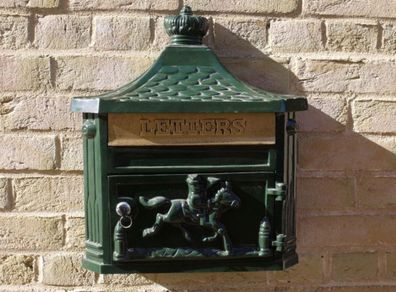 Aluminium Post Box Wall Mounted Green D1197