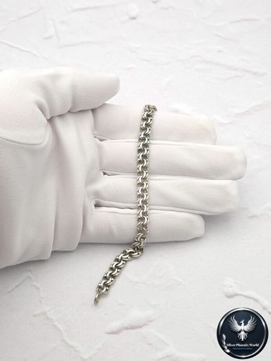 Vintage Double Rolo Interlocking Rings 800 Silver Bracelet