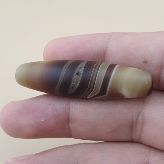 Vintage Middle Eastern Yemeni Suliemani Natural Eye Agate Bead Amulet