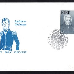 1983 Ireland Andrew Jackson Seventh U.S. President Commemorative Stamps Corkcoin Illustrated First Day Cover (FDC) with Corcaigh (Cork) pictorial cancel