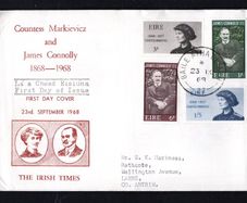 1968 Ireland Centenary of the Birth of Countess Mankiewicz & Centenary of the Birth of James Connolly Commemorative Stamps Illustrated addressed First Day Cover (FDC)