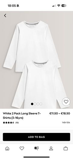 Next White Long Sleeve T-shirts