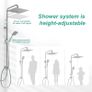 Shower Riser Rail Kit, with 10"(25cm) Square Rainfall ShowerHead and Handheld, 1.6m Hose Without Mixer, Shower Column for Bathroom, Chrome Image 6