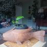 Large Koi Carp  Vintage Planter Wooden Handcarved Image 9