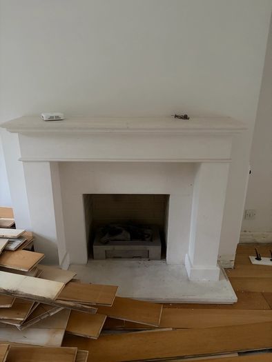 Cream Marble Fireplace Surround & Matching Hearth