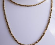 Vintage Solid 9Ct Yellow Gold 375 Rope Chain length 20" - 7g