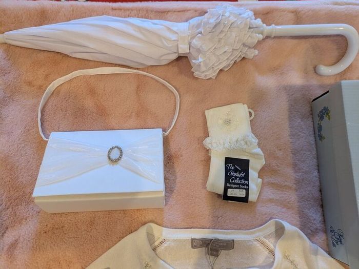 Communion dress (Arnott's) and accessories