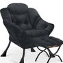 Armchair Living Room Comfy Armchair Reading Chair with Footstool Lazy Accent Chairs Bedroom Cuddle Chairs, for Living Room Bedroom Study Room Office, Black Image 2