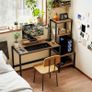 Computer Desk with Monitor Stand, Desk with 4-Tier Shelf, Industrial Design, Brown Image 2