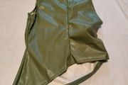 Sexy shiny Pu leather green top for crossdresser