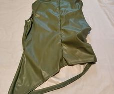 Sexy shiny Pu leather green top for crossdresser