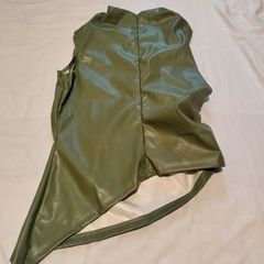 Sexy shiny Pu leather green top for crossdresser