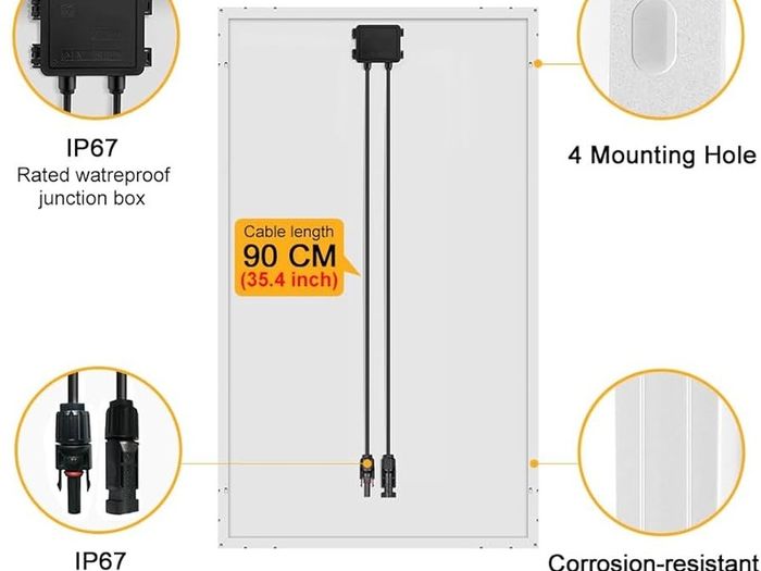 100W 18V Monocrystalline Solar Panel to Charge 12V Battery for Caravan Van RV Boat Off-grid home