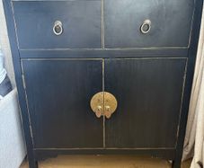 Black Oriental-Style Cabinet / Sideboard