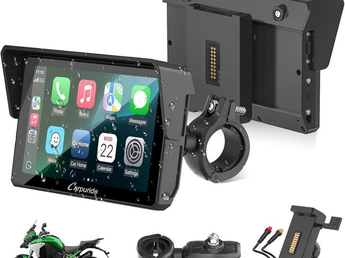 2025 Carpuride W502B PRO Motorcycle GPS Wireless Carplay/Android Auto, 5" Waterproof Motorbike Touch Screen