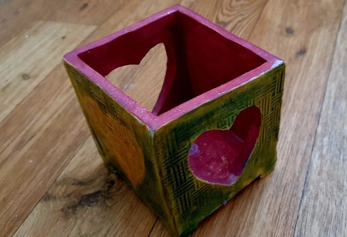 Handmade Ceramic Candle Holder - Heart Glow Design