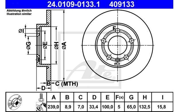 ATE 24.0109-0133.1 - 2 x Brake disc