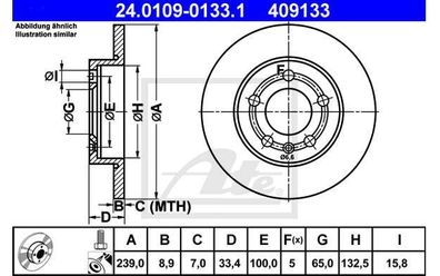 ATE 24.0109-0133.1 - 2 x Brake disc