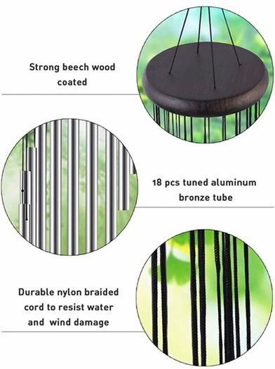Wind Chimes Outdoor,Large Wind Chimes,36" Garden Chimes with 18 Aluminum Alloy Tubes and 3 S Hooks for Garden Patio Backyard Decor Gift etc (MULTIPLE COLOURS)