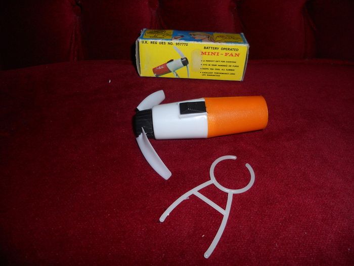 "Portable Battery Mini Fan"1980's Complete In Orginal Box with Stand.