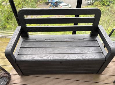 Outdoor Black Bench with Storage Space - Toomax
