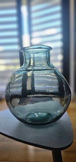 blue big glass vase