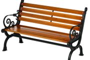 Two-Seater Bench with Decorative Armrests for Garden &amp; Patio, Cast Aluminum + Natural Wood, 120 x 64 x 79 cm, Teak