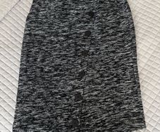 Marble Black & White Tweed Asymmetric Button Midi Skirt - Size EU 38