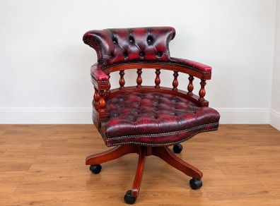Fabulous Vintage Chesterfield Captains Oxblood swivel chair
