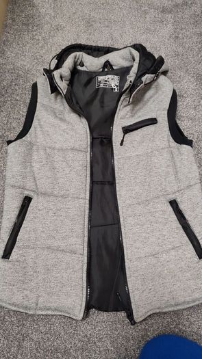 new look men small black grey vest jacket