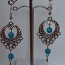 Boho Filigree Turquoise Bead Earrings Image 2