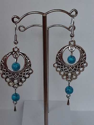 Boho Filigree Turquoise Bead Earrings