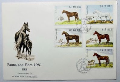 Ireland 1981 HORSES Fauna & Flora FDC Envelope 5 x EIRE Irish Stamps Full Set