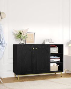 Kitchen Sideboard Cabinet with 2 Doors,Open Compartment, Chest of Drawers, Adjustable Shelf