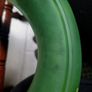 Antique Bagley Frosted Green Uranium Glass Ring Posey-Handpainted flowers Image 2