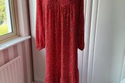 dress bnwt size 12 maxi red tiered dress size 12 v neckline long sleeved