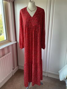 dress bnwt size 12 maxi red tiered dress size 12 v neckline long sleeved