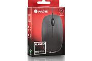 Type C NGS Flame-C Wired Optical Mouse, USB Port, 100 DPI, Plug and Play Installation, Ambidextrous, Scroll Wheel + 2 Buttons, Ergonomic Lines, Black