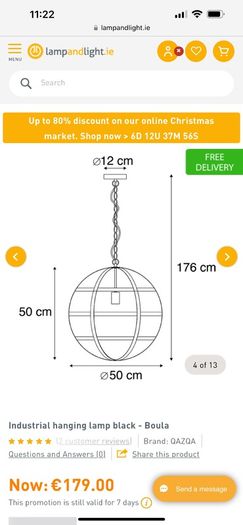 Black Industrial style Pendant light x2