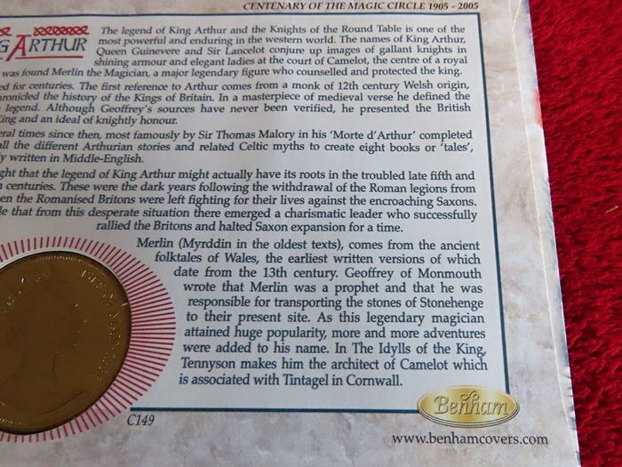 Merlin Wizard Magic King Arthur Isle of man crown coin 1996 stamp cover