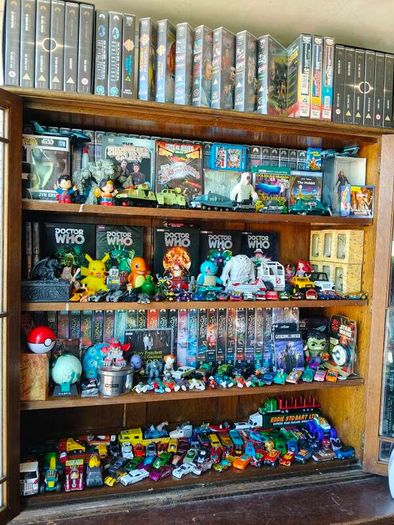 action figure, graphic novel, toys,books, VHS massive collection