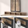 Dressing Table with Mirror and Stool, Vanity Table with Tri-Fold Mirror, 3 Drawers, Hair Dryer Holder Image 6