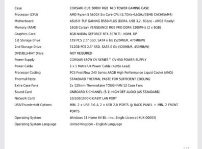 Gaming PC AMD Ryzen 5 5600X, 3070 ti.