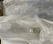 Wedding champagne flutes with crystals in box