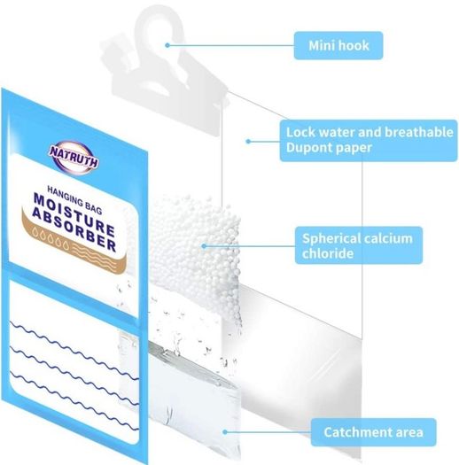 Wardrobe Dehumidifier Hanging Bags,10 PACKS Moisture Absorber Deodorate Moistureproof Desiccant Use for Kitchen Bathroom Wardrobe,Closet Dehumidifier Bags (FREE POSTAGE)