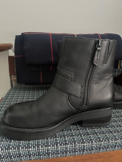 Leather biker boots
