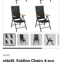 Deck chair. Foldable Rattan chair x 4
