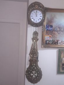 Antique French Antonin Faugere Comtoise or Morbier wall clock, likely dating from the mid to late 19th century.